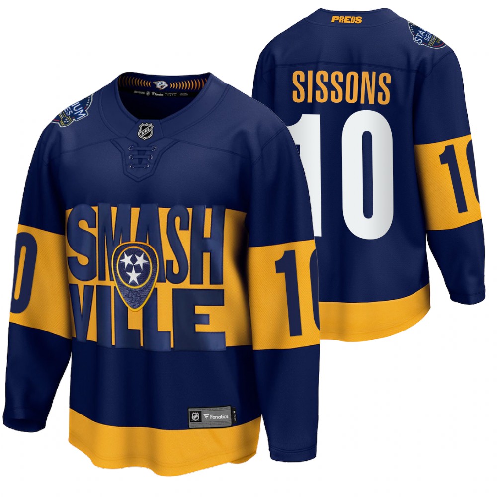 Predators #10 Colton Sissons Navy 2022 Stadium Series Jersey