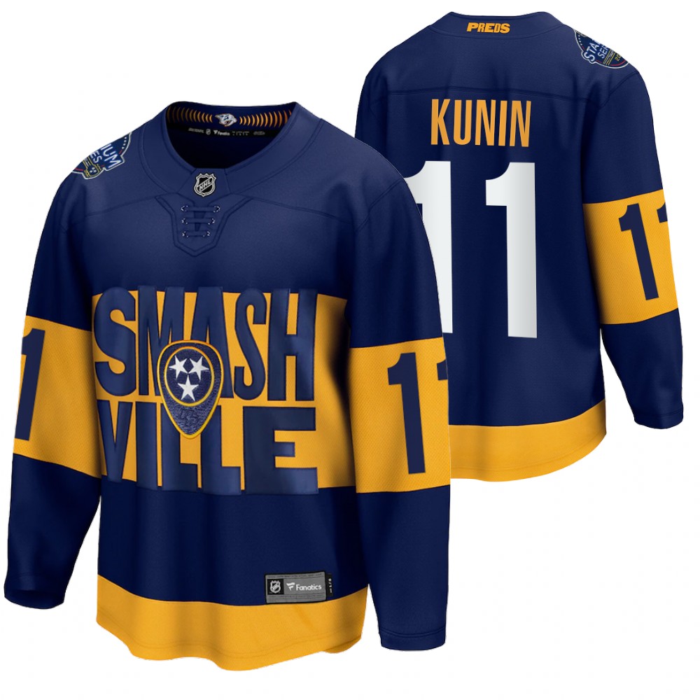 Predators #11 Luke Kunin Navy 2022 Stadium Series Jersey