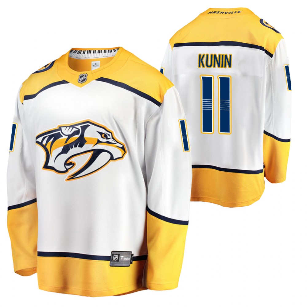 Predators #11 Luke Kunin White 2020-21 Away Jersey