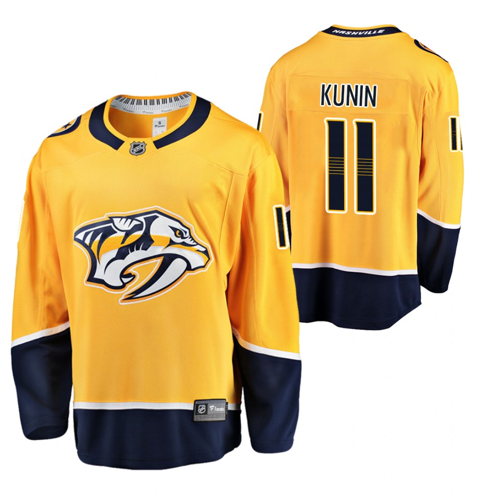Predators #11 Luke Kunin Yellow 2020-21 Home Jersey