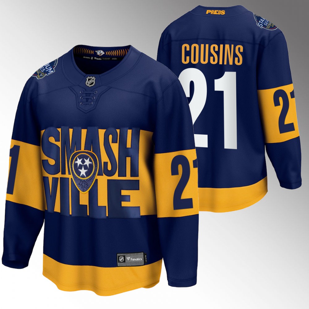 Predators #21 Nick Cousins Navy 2022 Stadium Series Jersey