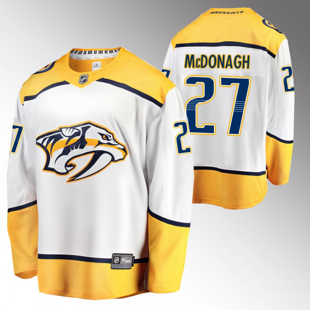 Predators #27 Ryan McDonagh White Away Jersey