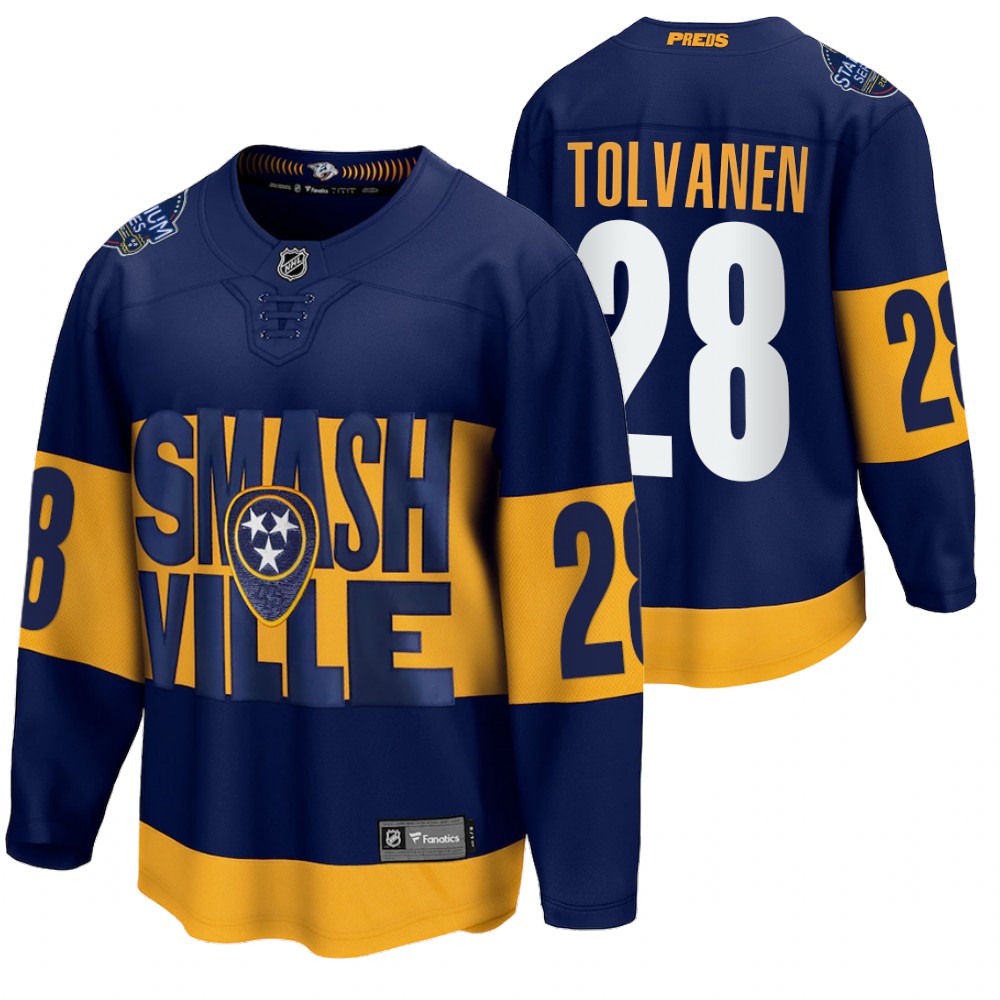 Predators #28 Eeli Tolvanen Navy 2022 Stadium Series Jersey