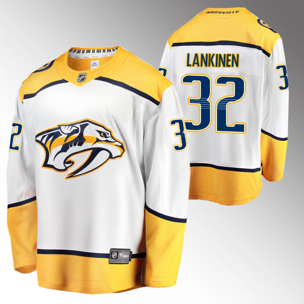 Predators #32 Kevin Lankinen White Away Jersey