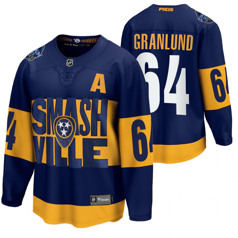 Predators #64 Mikael Granlund Navy 2022 Stadium Series Jersey