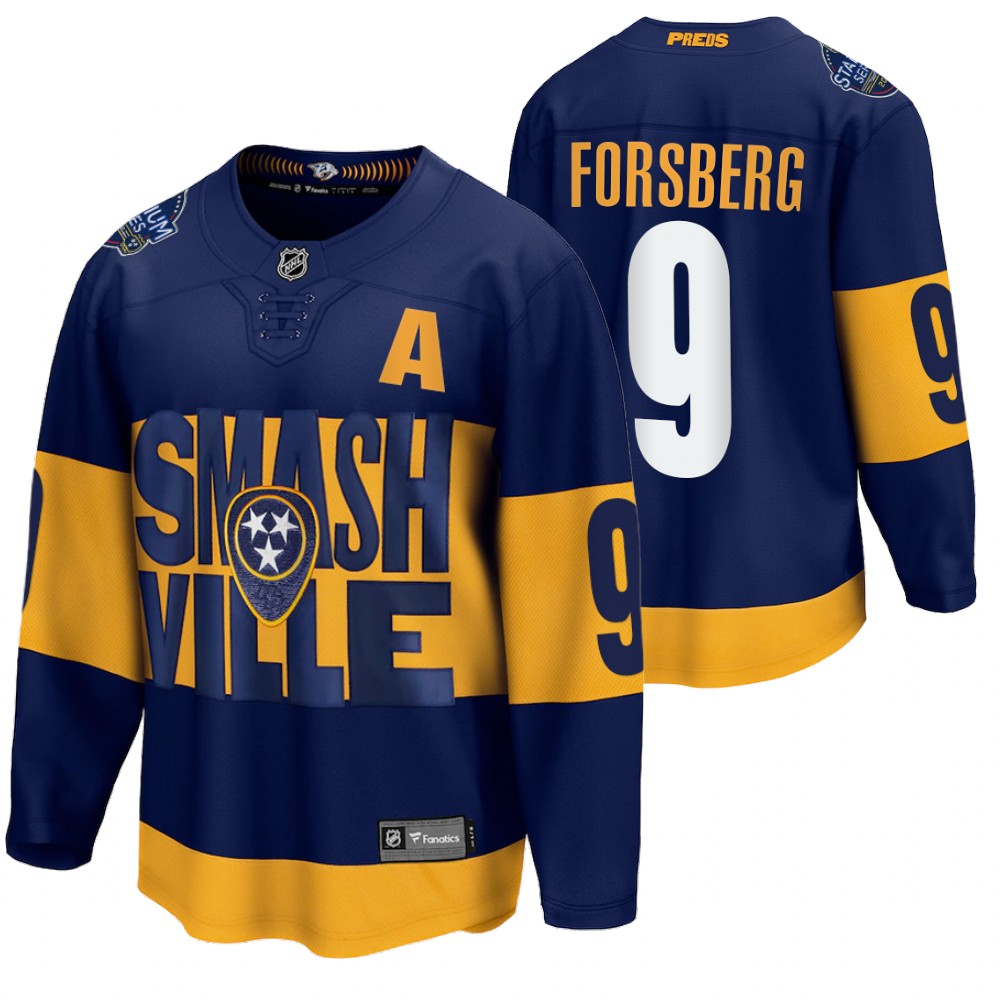 Predators #9 Filip Forsberg Navy 2022 Stadium Series Jersey