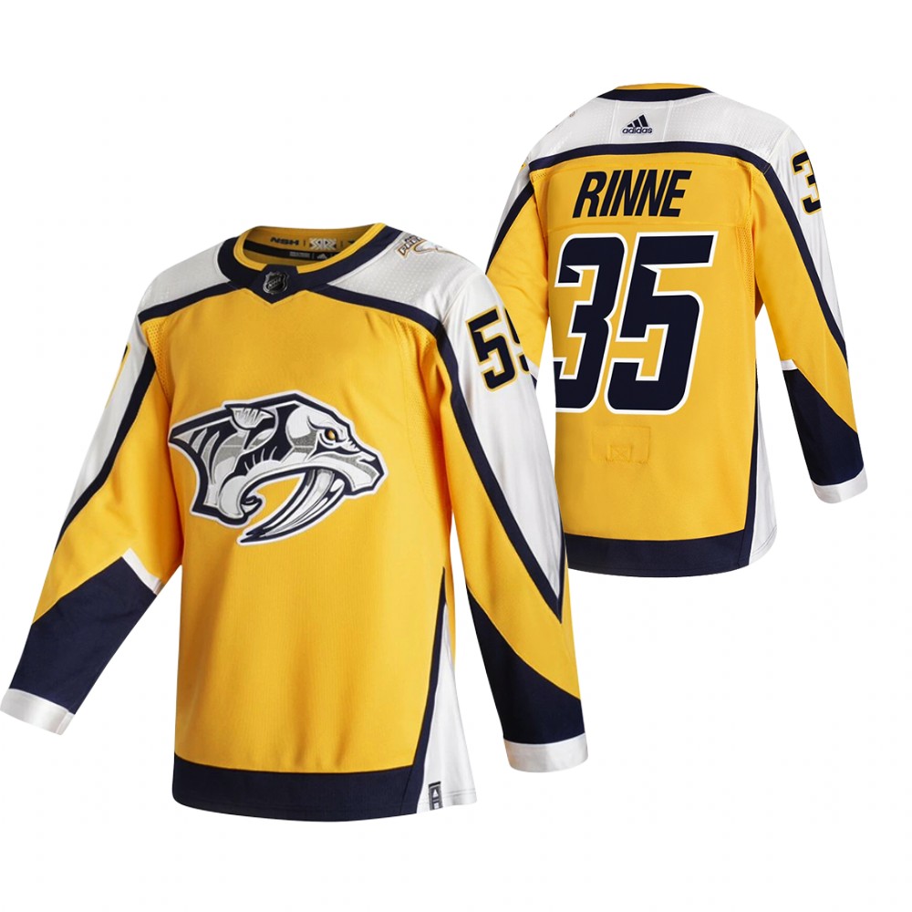 Predators 2021 Reverse Retro #35 Pekka Rinne Gold Jersey Authentic