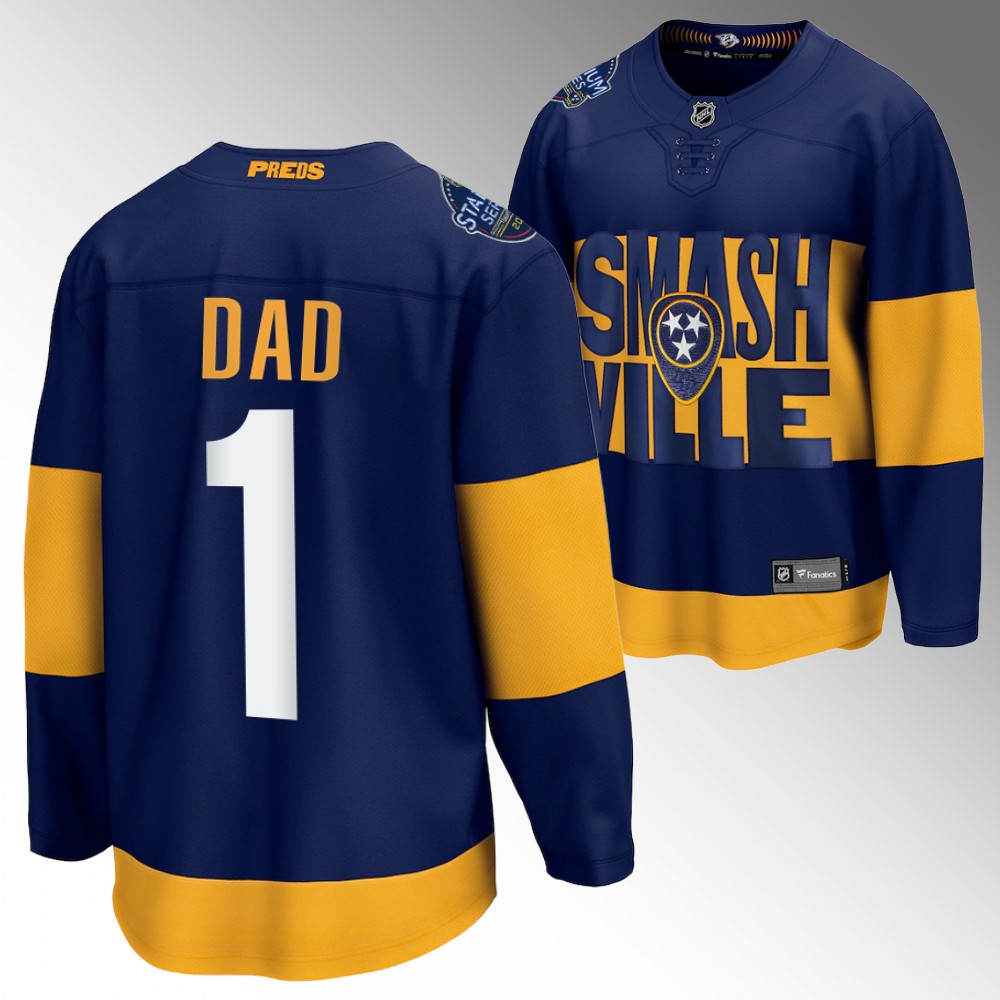 Predators 2022 Fathers Day Gift Navy Jersey NO.1 Dad