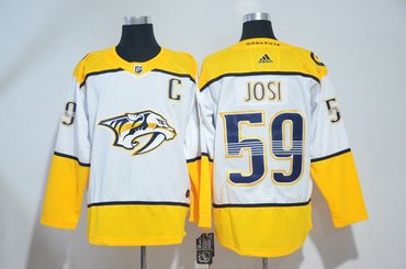 Predators 59 Roman Josi White Adidas Jersey