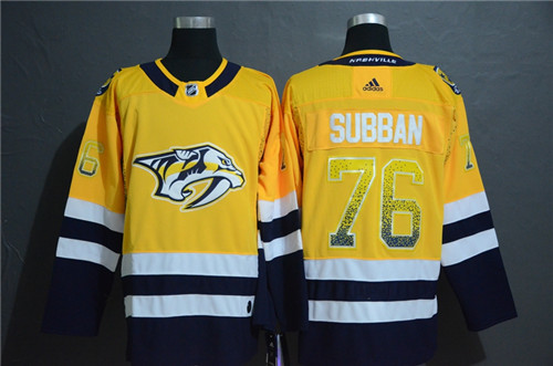 Predators 76 P.K. Subban Yellow Drift Fashion Adidas Jersey