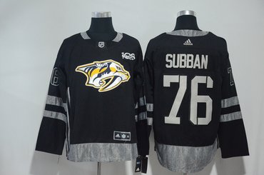 Predators 76 P.K Subban Black 1917-2017 100th Anniversary Adidas Jersey