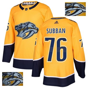 Predators 76 P.K Subban Gold With Special Glittery Logo Adidas Jersey