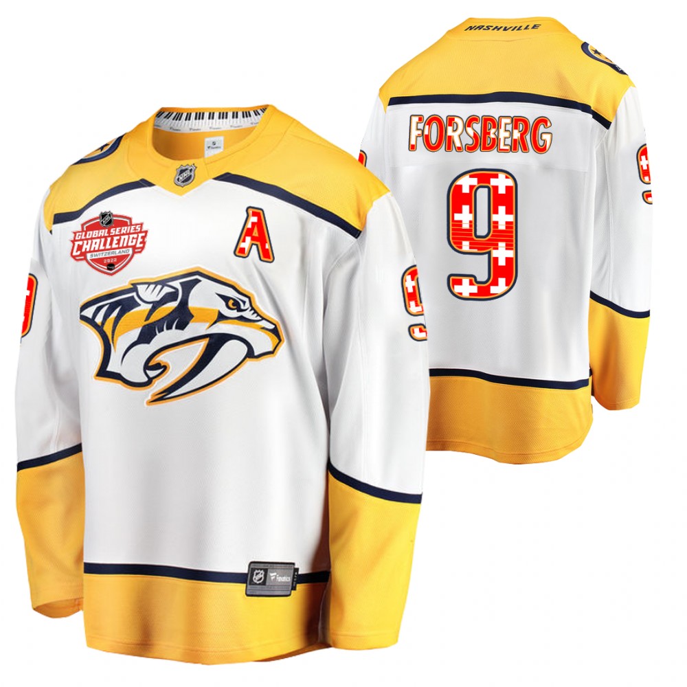 Predators Filip Forsberg Jersey 2022 NHL Global Series White Switzerland Challenge Men