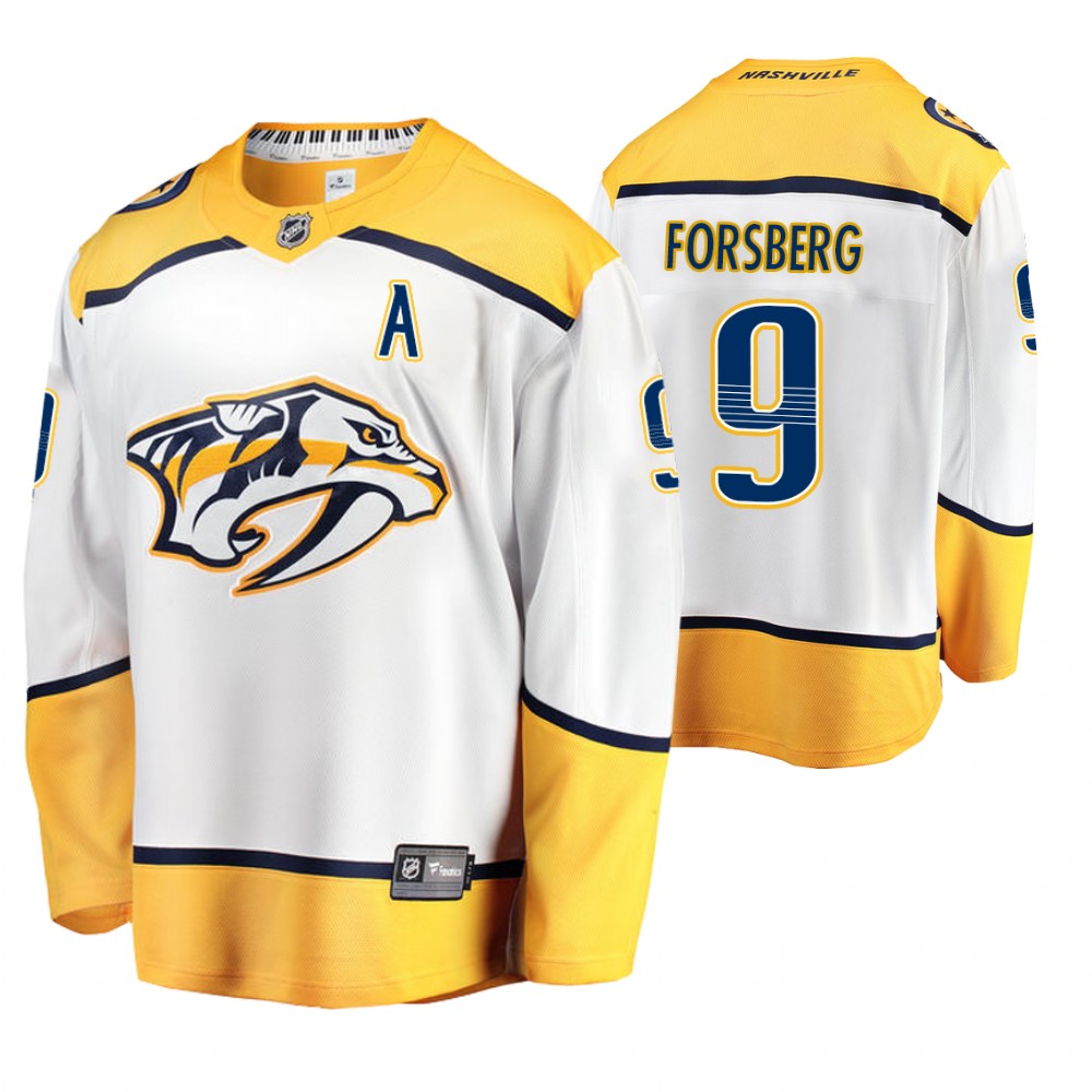 Predators Filip Forsberg White Breakaway Player Away Jersey