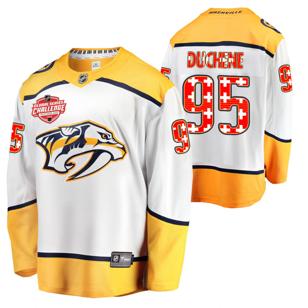 Predators Matt Duchene Jersey 2022 NHL Global Series White Switzerland Challenge Men