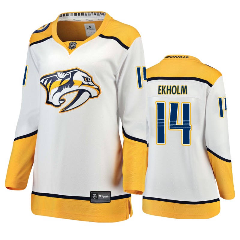 Predators Mattias Ekholm White Breakaway Player Road Jersey