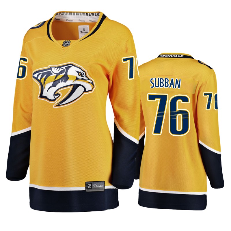 Predators P.K. Subban Gold Breakaway Player Home Jersey