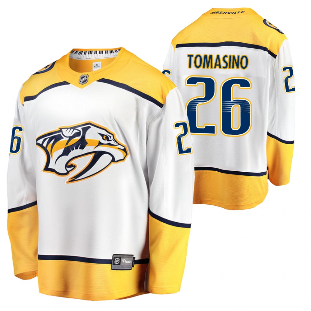 Predators Philip Tomasino #26 White Away 2021-22 Jersey