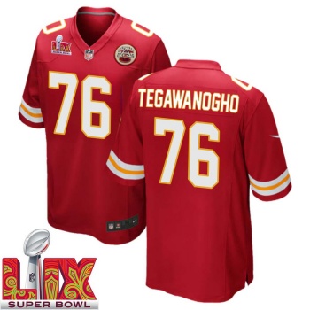 Prince Tega Wanogho No 76 Men Super Bowl LIX Kansas City Chiefs Home Game 2025 Jersey- Replica
