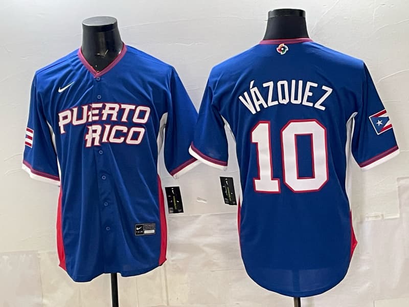 Puerto Rico Baseball Nike 2026 World Baseball   Jersey  10 VAZQUEZ