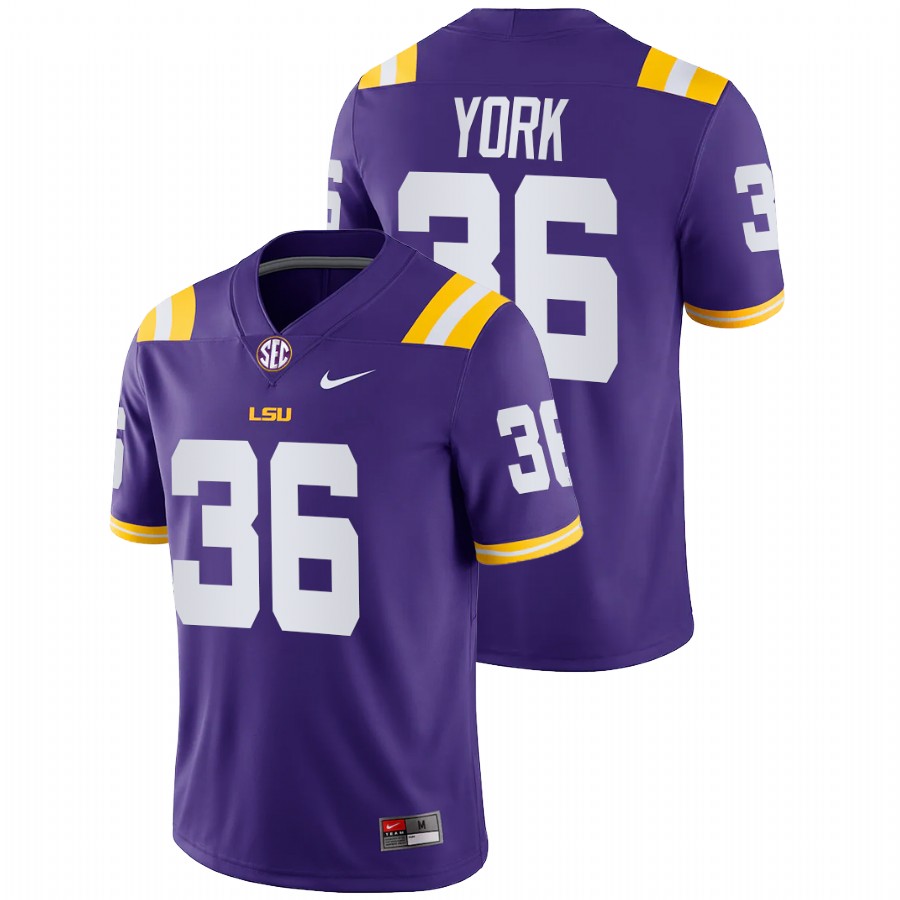 Purple Men LSU Tigers Cade York College Football Game Jersey