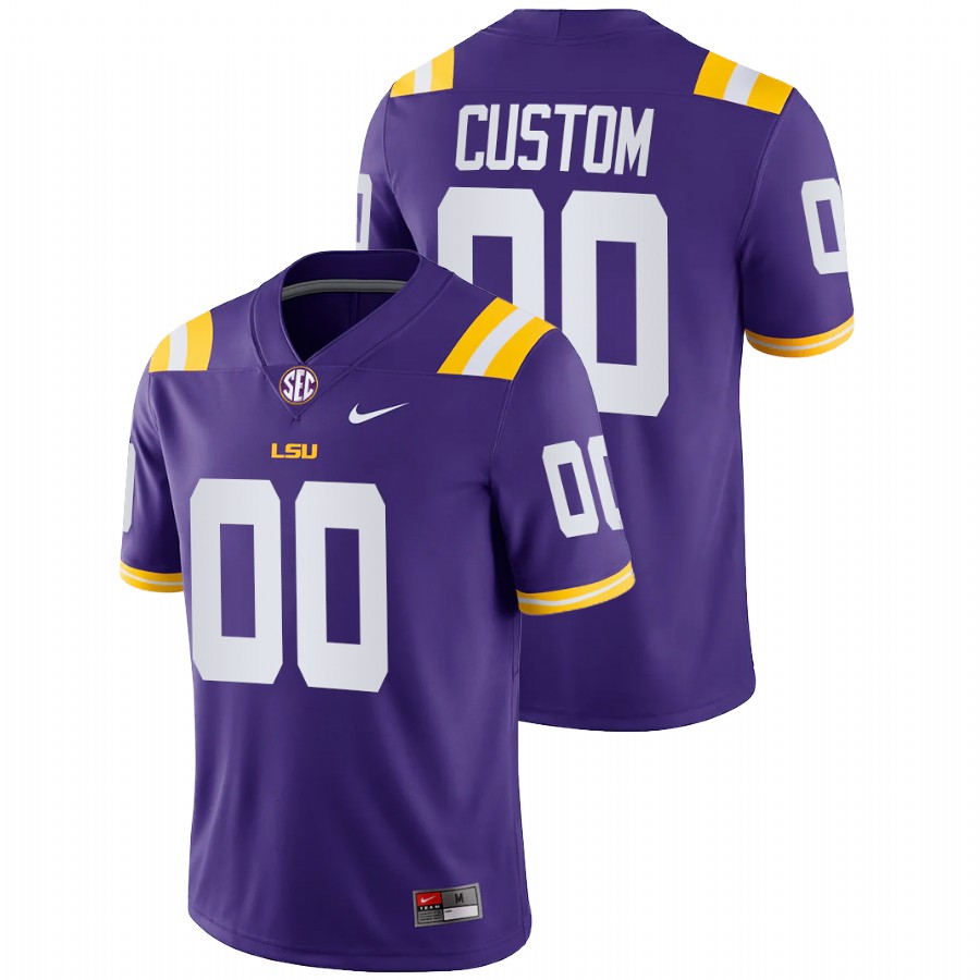 Purple Men LSU Tigers Custom College Football Game Jersey