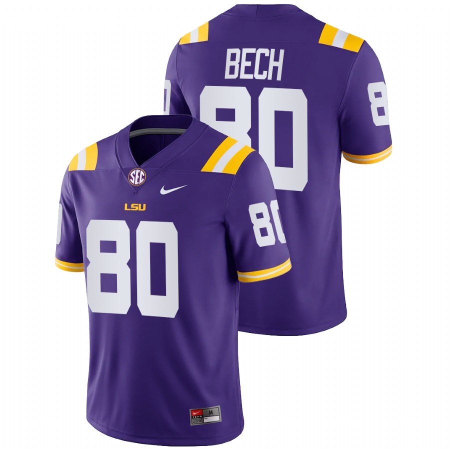 Purple Men LSU Tigers Jack Bech College Football Game Jersey