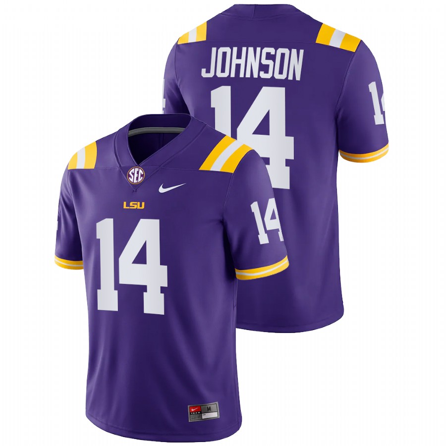 Purple Men LSU Tigers Max Johnson College Football Game Jersey