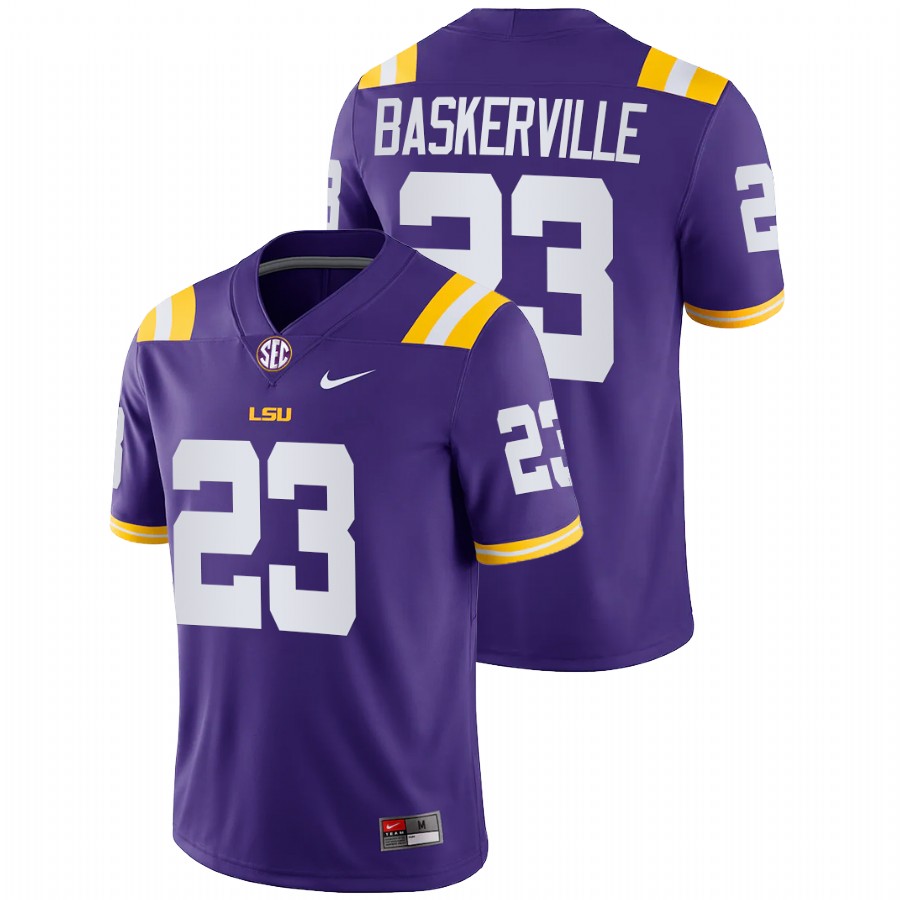 Purple Men LSU Tigers Micah Baskerville College Football Game Jersey