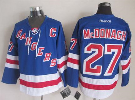 NHL Jerseys New York Rangers #27 Mcdonagh LT Blue With C Patch Jerseys