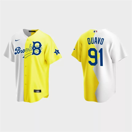 Quavo Brooklyn Dodgers 2022 MLB All-Star Celebrity Softball Game Split Jersey – White Yellow.jpg