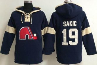 Quebec Nordiques #19 Joe Sakic Blue Pullover NHL Hoodie