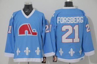 Quebec Nordiques #21 Peter Forsberg Light Blue CCM Throwback Stitched NHL Jersey
