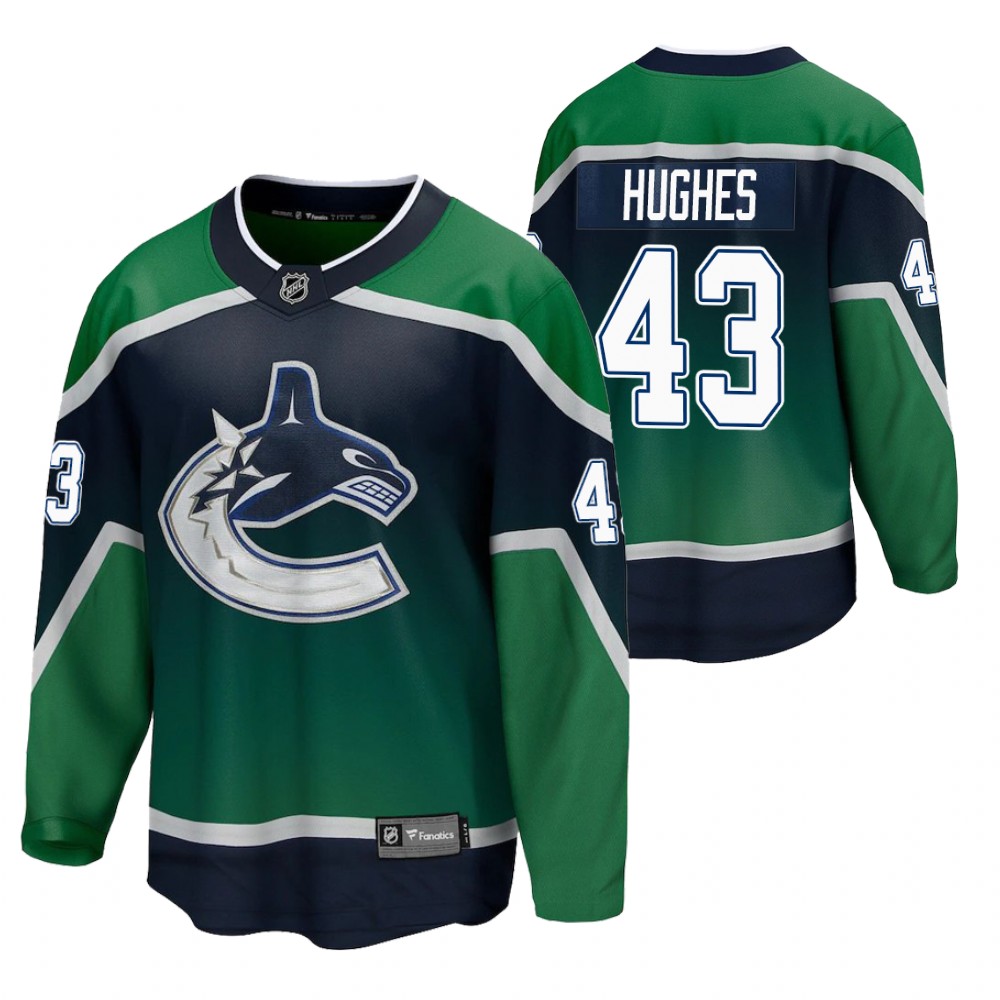 Quinn Hughes Canucks 2021 Special Edition Green Jersey