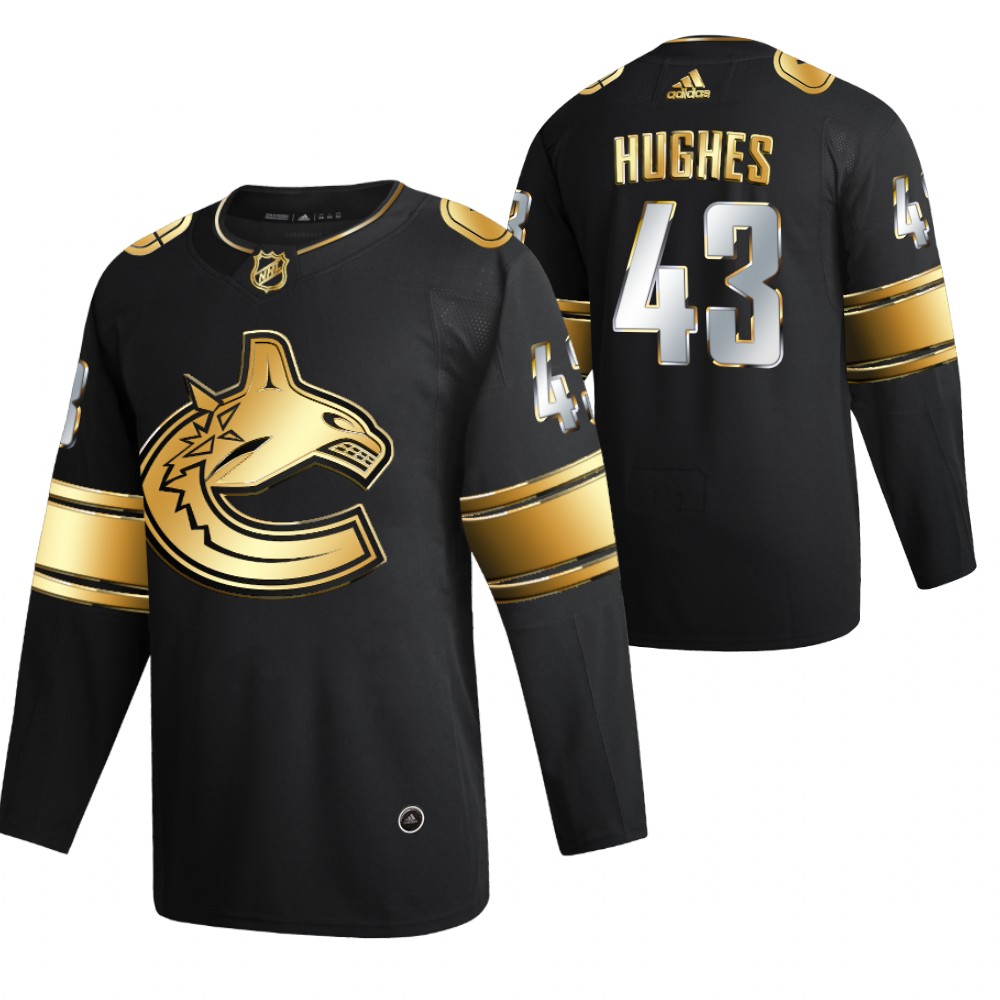 Quinn Hughes Vancouver Canucks Black 2021 Golden Edition Jersey Limited Authentic