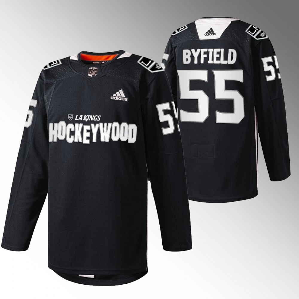 Quinton Byfield LA Kings Hockey Wood Black Warm-Up Jersey