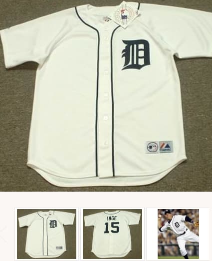 RANDON INGE Detroit Tigers 2004 Majestic Throwback Home Baseball Jersey