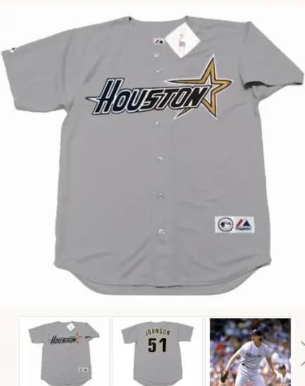 RANDY JOHNSON Houston Astros 1998 Majestic Throwback Away Baseball Jersey