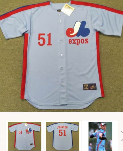 RANDY JOHNSON Montreal Expos 1988 Majestic Cooperstown Away Baseball Jersey