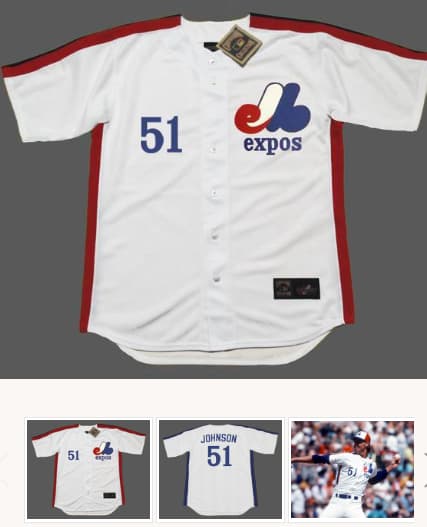 RANDY JOHNSON Montreal Expos 1988 Majestic Cooperstown Home Baseball Jersey