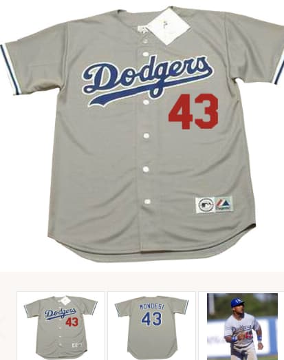 RAUL MONDESI Los Angeles Dodgers 1997 Away Majestic Baseball Throwback Jersey