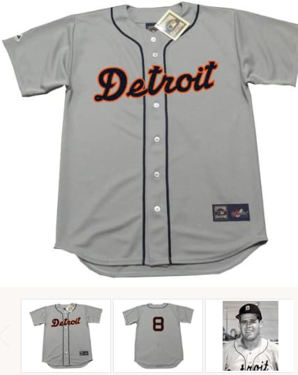 RAY BOONE Detroit Tigers 1955 Majestic Cooperstown Away Baseball Jersey