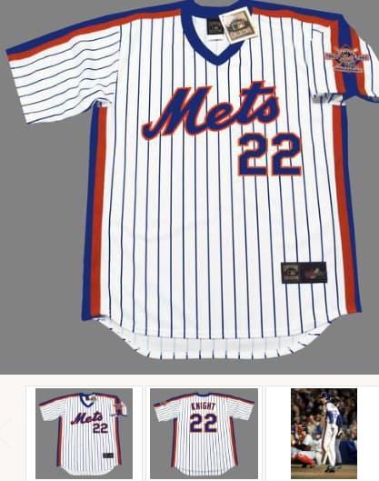 RAY KNIGHT New York Mets 1986 Majestic Cooperstown Home Baseball Jersey