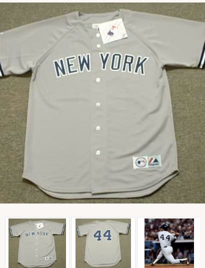 REGGIE JACKSON New York Yankees 1977 Majestic Throwback Away Baseball Jersey
