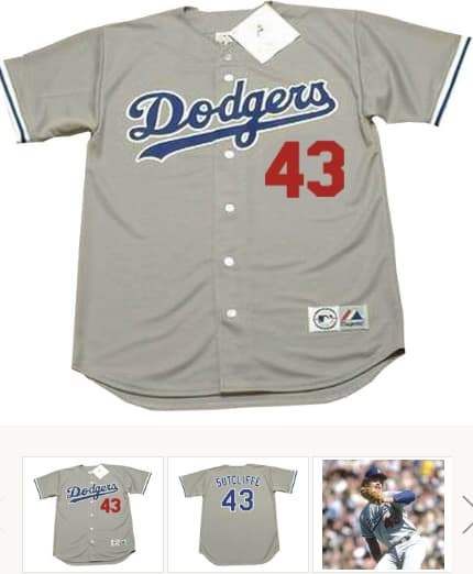 RICK SUTCLIFFE Los Angeles Dodgers 1979 Majestic Throwback Away Baseball Jersey