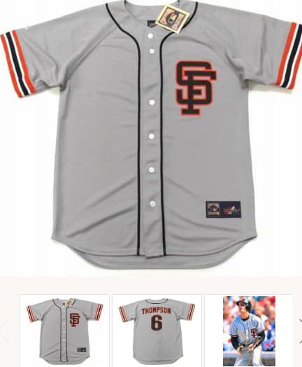 ROBBY THOMPSON San Francisco Giants 1989 Majestic Cooperstown Away Jersey