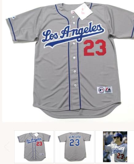 ROBIN VENTURA Los Angeles Dodgers 2004 Majestic Throwback Away Baseball Jersey