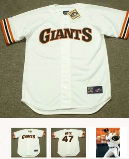 ROD BECK San Francisco Giants 1993 Majestic Cooperstown Throwback Home Jersey