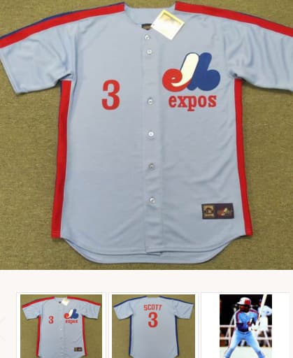 RODNEY SCOTT Montreal Expos 1979 Majestic Cooperstown Away Baseball Jersey