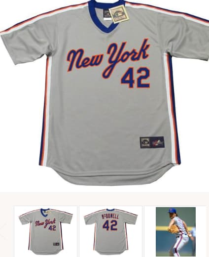 ROGER McDOWELL New York Mets 1987 Majestic Cooperstown Away Baseball Jersey